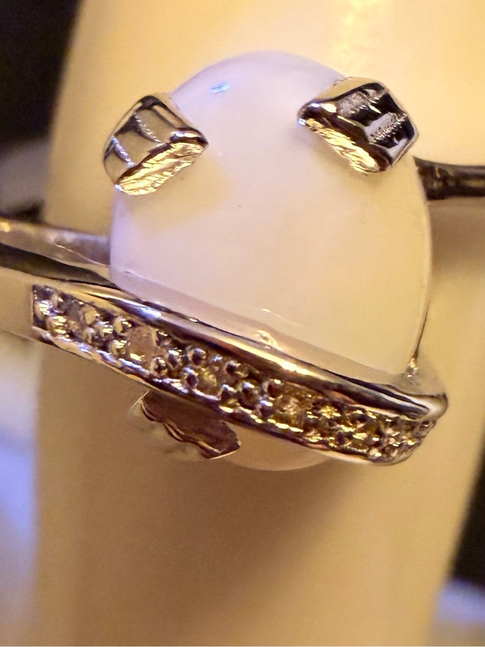 ✨ Opal & White Topaz Ring | 14K White Gold Plated 925 Sterling Silver | Size 7 - Picture 5 of 9